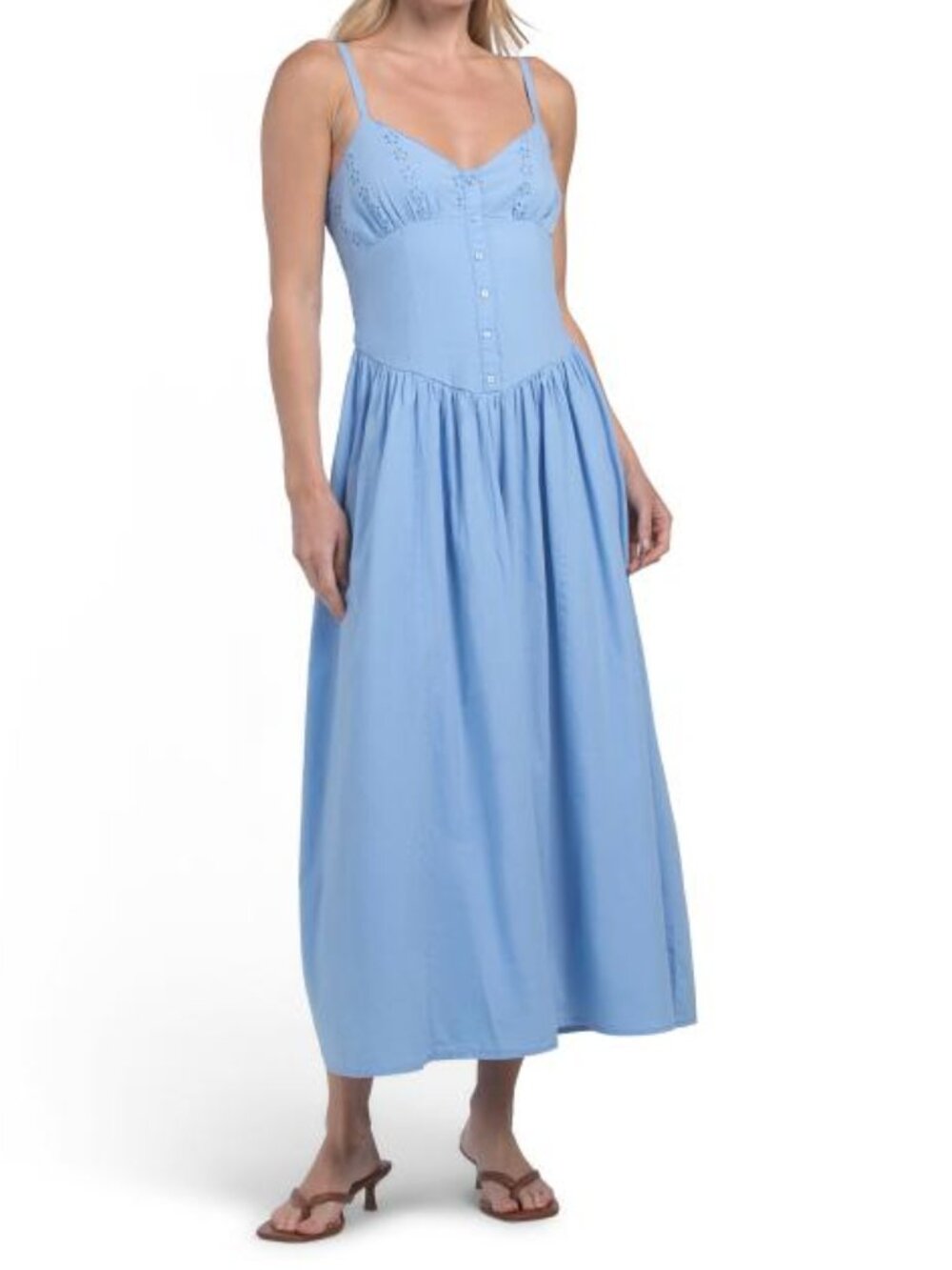 JAPNA Button Front Poplin Maxi Dress
